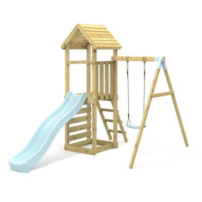 B&Q -  Garden Climbing Frame With Swing And Slide For KidsRushmore Ice Blue