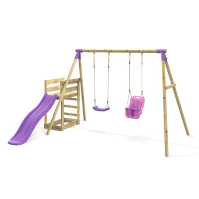 B&Q -  Double Swing Set With SlideLuna Purple