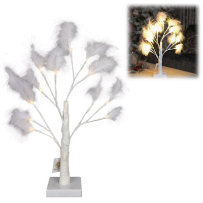 Shatchi 2Pcs 55Cm White Feather Tree Table Lamp Warm White Leds Lighted Pampas TreeBattery-Operated Decorative from B&Q
