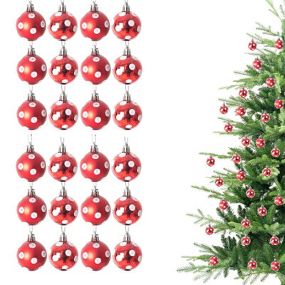 Shatchi Christmas 3Cm Bauble Polka Dots -Tree Hanging Decoration Festive Sparkle 24Pcs from B&Q