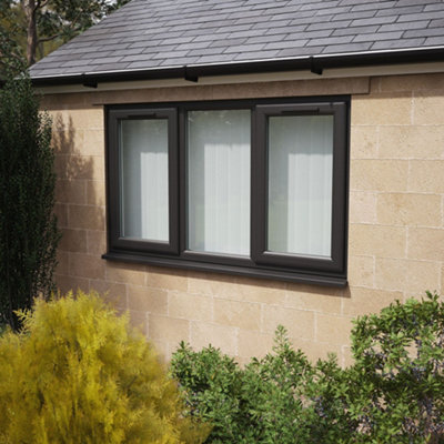 Lacerta Double Glazed Window Black/white Lh & Rh Side Hung Fixed Centre Clear Glazed 1770 X 1190mm 10 Year Guarantee With Free Delivery from B&Q