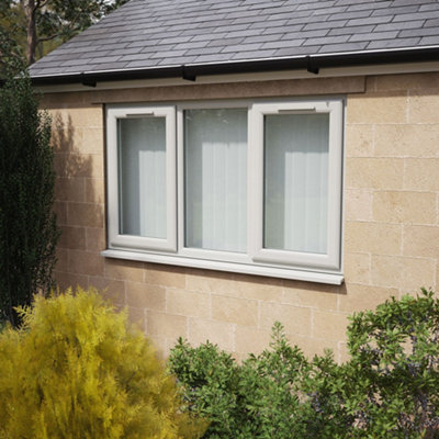 Lacerta Double Glazed Window Agate/white Lh & Rh Side Hung Fixed Centre Clear Glazed 1770 X 1040mm 10 Year Guarantee With Free Delivery from B&Q