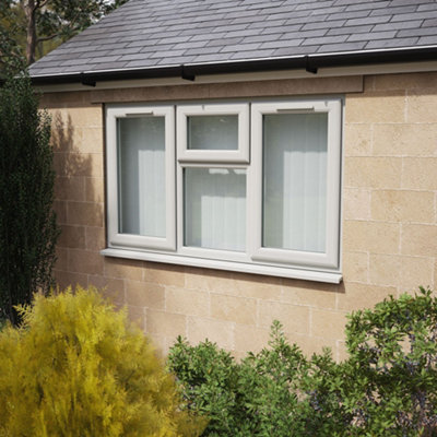Lacerta Double Glazed Window Agate/white Lh & Rh Side Hung & Top Centre Clear Glazed 1770 X 1115mm 10 Year Guarantee With Free Delivery from B&Q