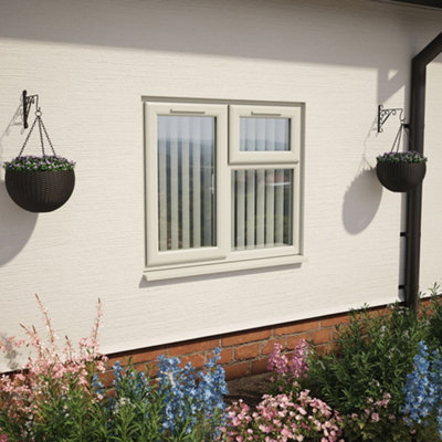 Lacerta Double Glazed Window Agate/white Lh Side Hung And Top Opener Clear Glazed 1190 X 965mm 10 Year Guarantee With Free Delivery from B&Q