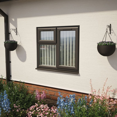 Lacerta Double Glazed Window Black/white Rh Side Hung And Top Opener Clear Glazed 1190 X 1040mm 10 Year Guarantee With Free Delivery from B&Q