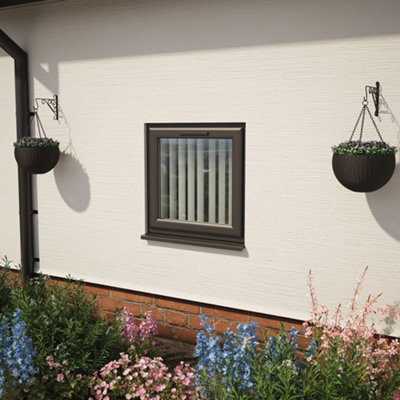 B&Q -  Double Glazed Window Black/white Top Hung Opener Obscure Glazed 820 X 820mm 10 Year Guarantee With Free Delivery