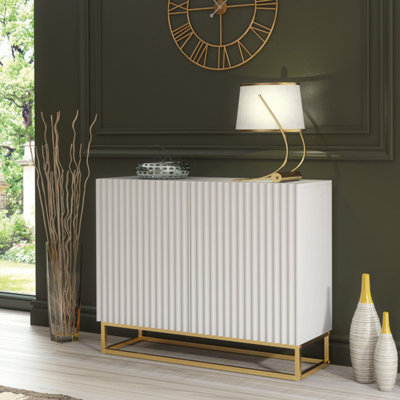 B&Q - Ripple Sideboard 100Cm White Fluted DesignCreative Furniture