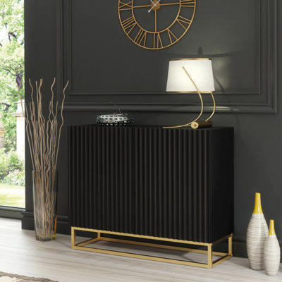 B&Q - Ripple Sideboard 100Cm Black Fluted DesignCreative Furniture
