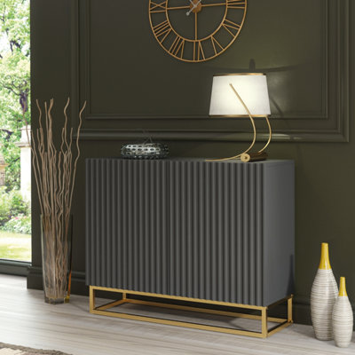 B&Q - Ripple Sideboard 100Cm Dark Grey Fluted DesignCreative Furniture