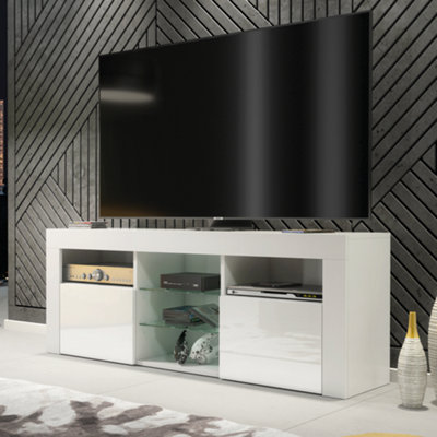 B&Q - Tv Unit 145Cm Modern White With High Gloss DoorsCreative Furniture