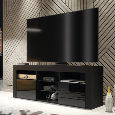 B&Q - Tv Unit 145Cm Modern Black With High Gloss DoorsCreative Furniture