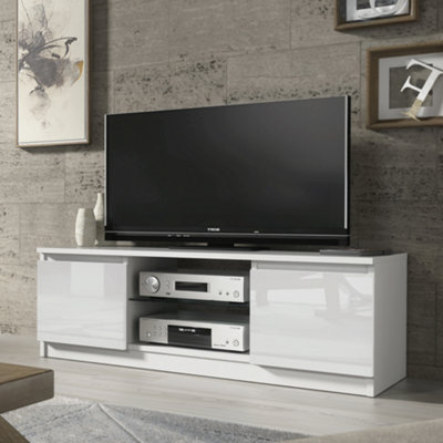 B&Q - Tv Unit 120Cm Modern White With High Gloss DoorsCreative Furniture