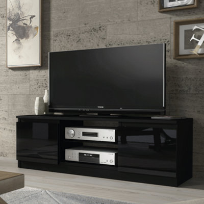 B&Q - Tv Unit 120Cm Modern Black With High Gloss DoorsCreative Furniture