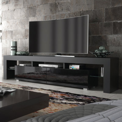 B&Q - Tv Unit 200Cm Modern Black With High Gloss DoorsCreative Furniture