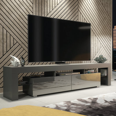 B&Q - Tv Unit 200Cm Modern Dark Grey With High Gloss DoorsCreative Furniture
