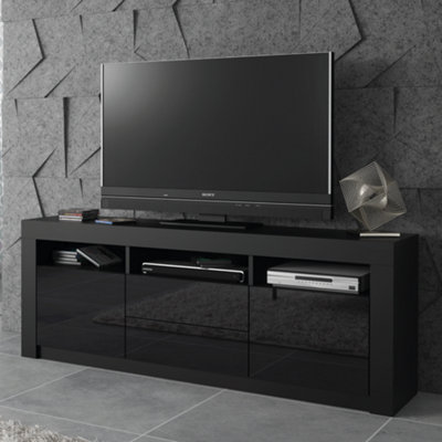 B&Q - Modern Tv Unit 160Cm Black With High Gloss DoorsCreative Furniture