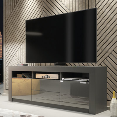 B&Q - Modern Tv Unit 160Cm Dark Grey With High Gloss DoorsCreative Furniture