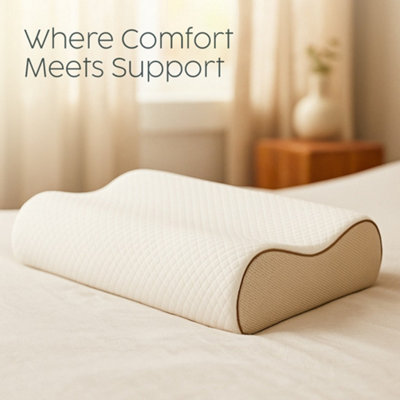 B&Q -  Advanced Cervical Memory Foam PillowOrthopedic Contour For Neck & Shoulder Pain ReliefSide & Back Sleepers