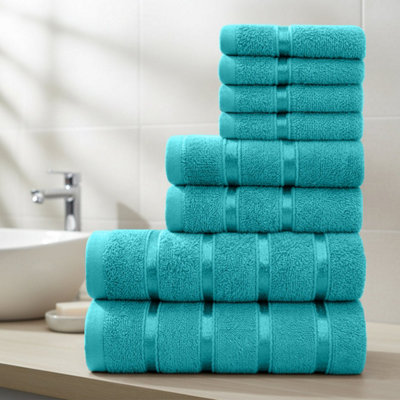 B&Q -  Towels Set8 Pc Towels For Bathroom100% Cotton2 Bath Towels2 Hand Towels4 Face ClothJade