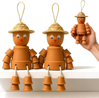 Green Thumbz Terracotta Flower Pot Men Clay Planters Garden Décor Gift Set from B&Q