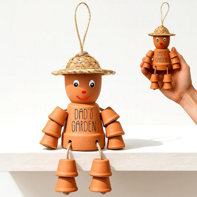 Green Thumbz Terracotta Flower Pot Men Clay Planters Garden Décor Gift Set from B&Q