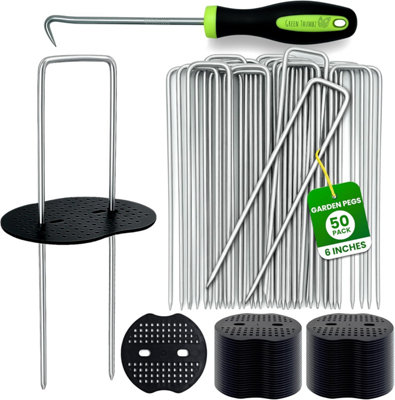 Green Thumbz Pack Of 50 U-Shaped Weed Control Membrane 6" PegsGalvanized Ground Stake Garden Anchors from B&Q