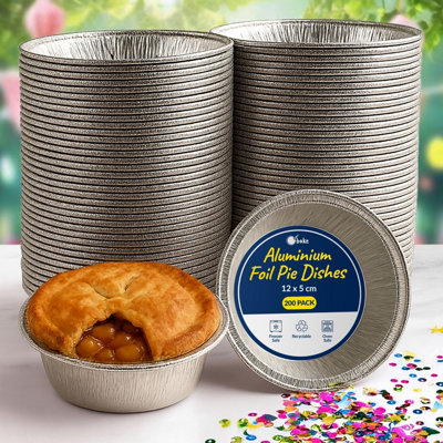 ebake 200 Pack Aluminium Foil Pie Dishes 12Cm X 4Cm Disposable Round Pie Tins For BakingDessertsServingHome & Commercial Use from B&Q