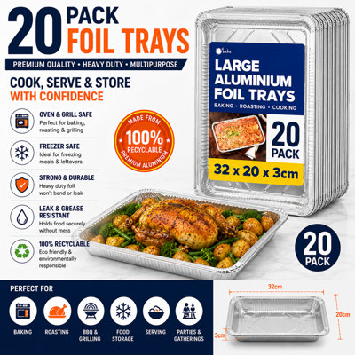ebake 20 Pack Foil Baking TrayReusable Aluminium Tray For BakingBbq & ServingFreezerMicrowave & Oven Safe from B&Q