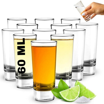 volila Clear Tall Shot Glasses60Ml Heavy Base Set Of 12Reusable CocktailVodkaWhiskeyBrandyTequila Glasses from B&Q