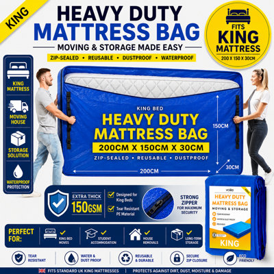 Volila Unisex Blue Mattress Bag - Waterproof & Heavy-Duty Mattress Moving Bag In | Size: Large - Image 2