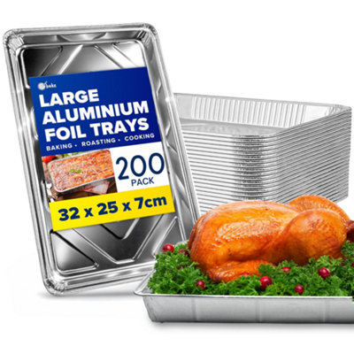 ebake Aluminium Foil Trays 200 Pack Disposable Large Roasting Tins For BakingCookingBbqFood StorageAnd Roasting from B&Q
