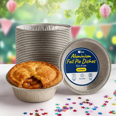 ebake 12Cm Aluminium Foil Pie Dishes 60 PackDisposable Baking Trays For PiesQuichesPastriesCakesOven & Freezer Safe from B&Q