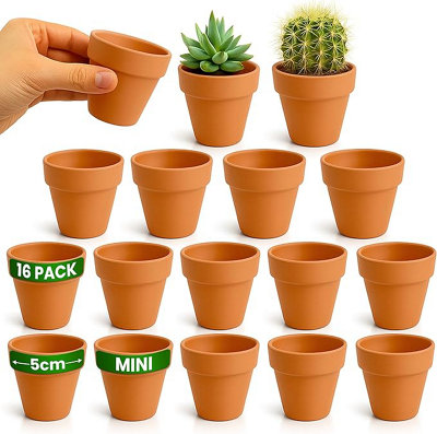 B&Q -  Pack Of 16 Terracotta 5Cm Plant Pots Planter Pot For FlowersHerbsSucculentsIndoor & Outdoor Plants
