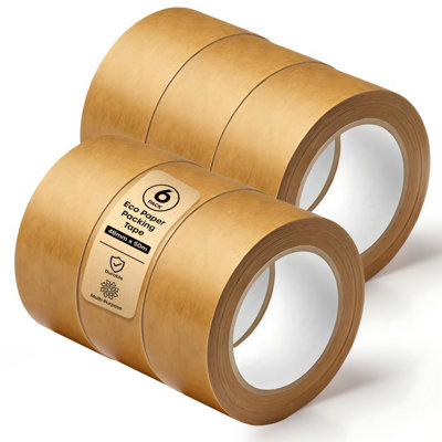 volila 6 Heavy-Duty Kraft Paper TapeStrong Adhesive Eco Parcel Tape For PackagingMoving BoxesFraming & Crafting48mm X 50M from B&Q