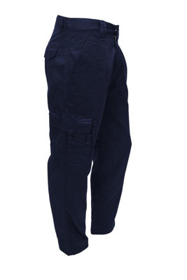 FNT Workwear Mans's Navy Cargo Combat Work Trousers Waist 36 Leg 33 , from B&Q