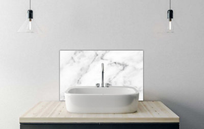 Rackhams White Printed Glass Bathroom Splashback - Marble Texture And Background - 500X300mm - Image 3