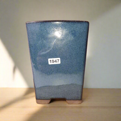 B&Q 11Cm Glazed Bonsai Pot - Cascade - 11Cm X 15Cm - Blue