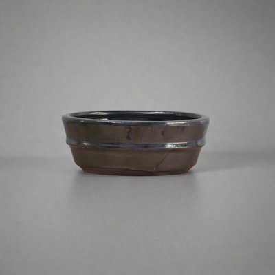 Yorkshire Bonsai 12Cm Glazed Bonsai Pot Oval 12Cm X 9Cm X 5Cm Silver from B&Q