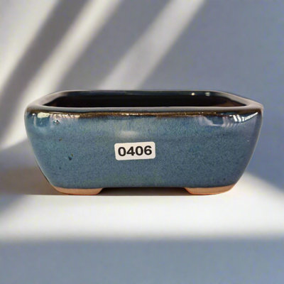13Cm Glazed Bonsai PotRectangle13Cm X 10Cm X 5CmBlue from B&Q