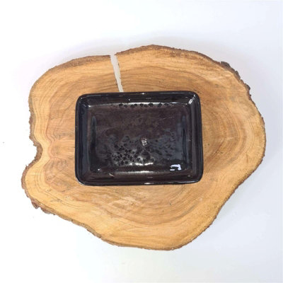 16Cm Glazed Drip TrayRectangleBlack from B&Q