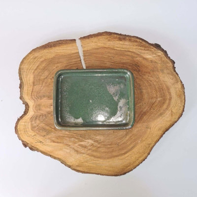 16Cm Glazed Drip TrayRectangleGreen from B&Q