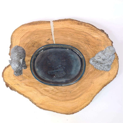 18Cm Glazed Drip TrayOvalBlue from B&Q