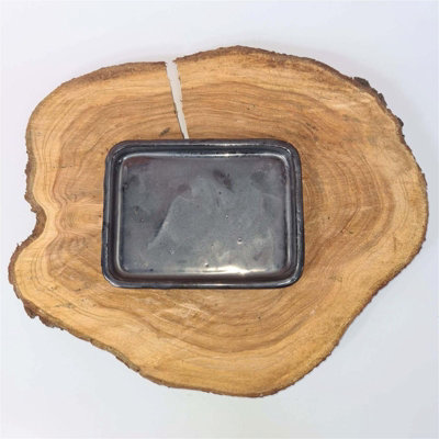 Yorkshire Bonsai 20Cm Glazed Drip Tray Rectangle Silver from B&Q