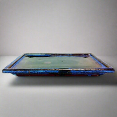  - Yorkshire Bonsai 23Cm Glazed Bonsai Pot Drip Tray Rectangle Cream