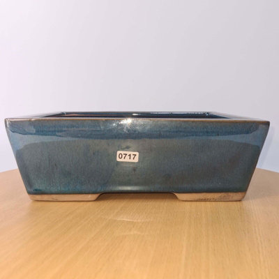  - 25Cm Glazed Bonsai PotRectangle25Cm X 18Cm X 9CmBlue