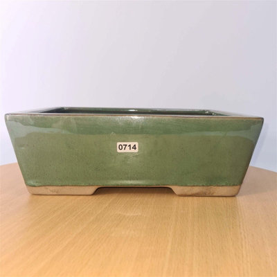  - 25Cm Glazed Bonsai PotRectangle25Cm X 18Cm X 9CmGreen