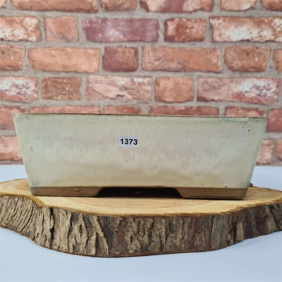  - Yorkshire Bonsai 25Cm Glazed Bonsai Pot Rectangle 25Cm X 18Cm X 9Cm White