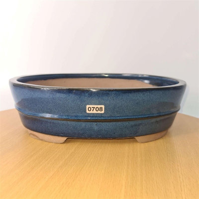 26Cm Glazed Bonsai PotOval26Cm X 20Cm X 8CmBlue