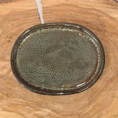 Yorkshire Bonsai 26Cm Glazed Drip Tray Oval Green from B&Q