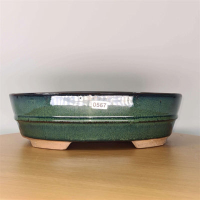 27Cm Glazed Bonsai PotOval27Cm X 20Cm X 8CmGreen from B&Q